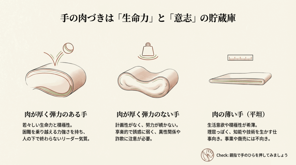 手の肉づきによる性格の見方