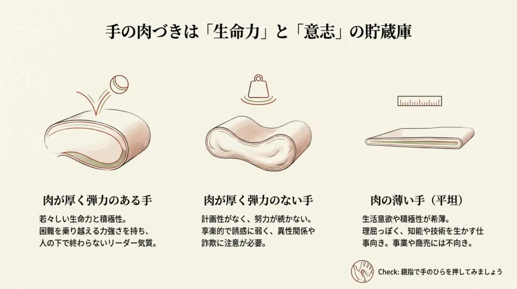手の肉づきによる性格の見方