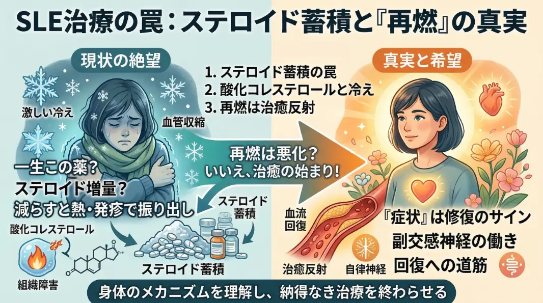 SLE（全身性エリテマトーデス）の真実：ステロイドによる冷えと「再燃」の正体